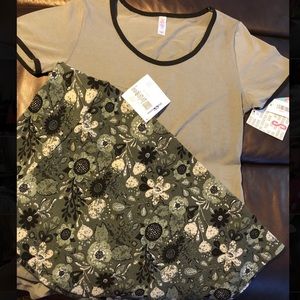 LuLaRoe Grey S Classic T W/ Floral Print XS Cassie